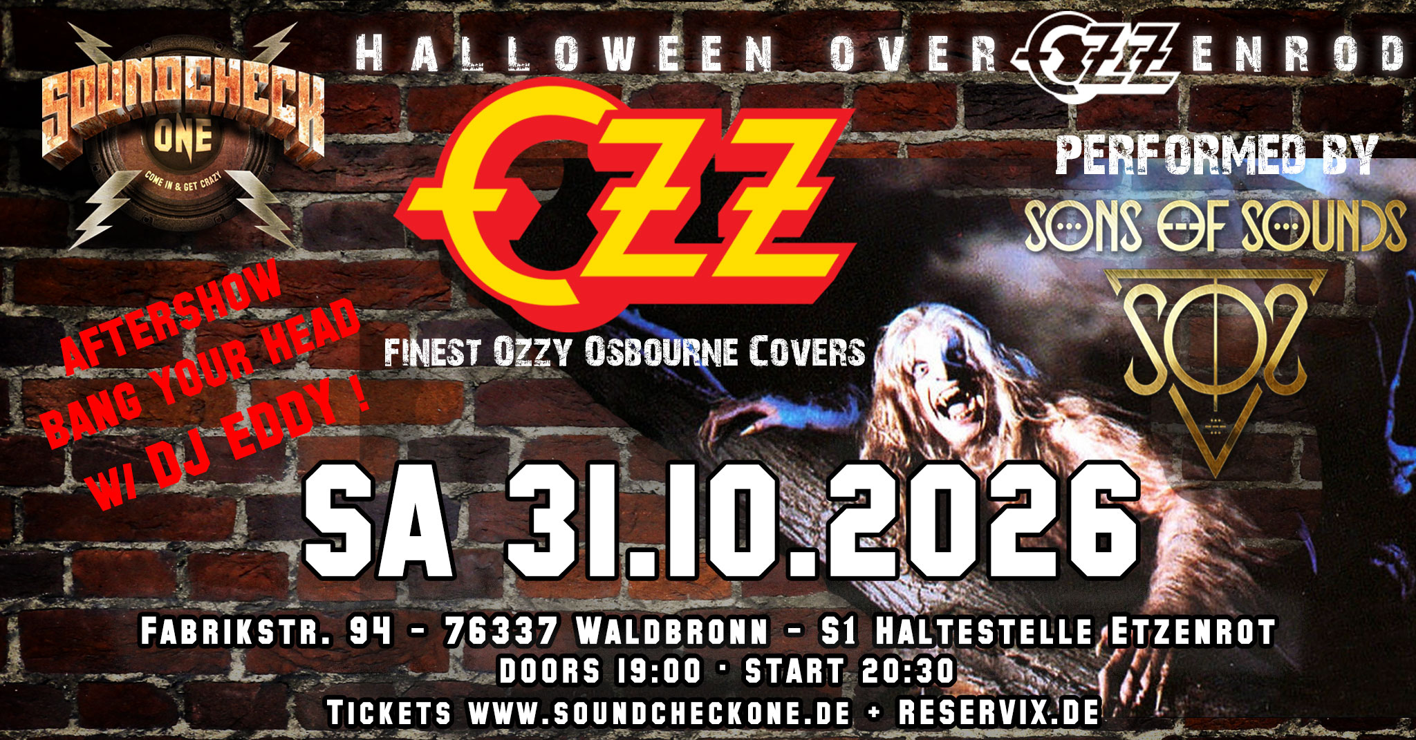 OZZ Halloween Night – Ozzy Tribute by SONS OF SOUNDS + DJ Eddy Aftershow Party
